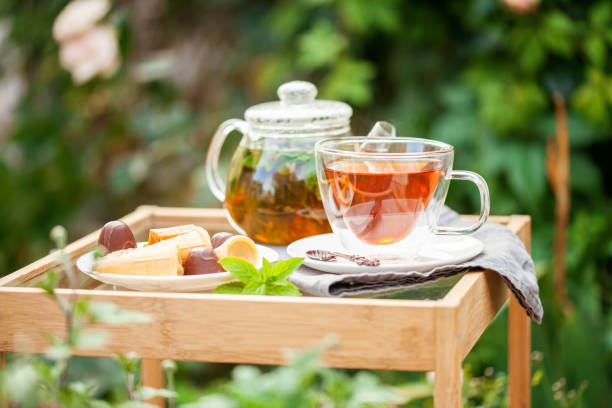 istock Cup of tea  in a garden 1150084737