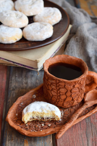 istock Sesame shortbread with date stuffing. Middle Eastern cookies. Eid and Ramadan Dates Sweets. Kahk. Arabian cuisine. Copy Space. 1150086201
