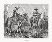 istock Gauchos - South American cowboys, wood engraving, published in 1897 1150087357