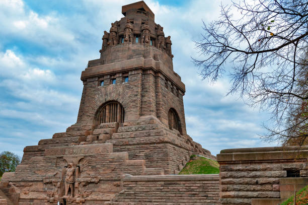 The Monument to the Battle of the Nations, memorial of the defeat of Napoleon in the War of the Sixth Coalition at Leipzig City in Germany Leipzig, Germany - October 2018: The Monument to the Battle of the Nations, memorial of the defeat of Napoleon in the War of the Sixth Coalition at Leipzig City in Germany coalition building stock pictures, royalty-free photos & images