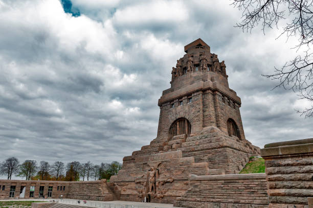 The Monument to the Battle of the Nations, memorial of the defeat of Napoleon in the War of the Sixth Coalition at Leipzig City in Germany Leipzig, Germany - October 2018: The Monument to the Battle of the Nations, memorial of the defeat of Napoleon in the War of the Sixth Coalition at Leipzig City in Germany coalition building stock pictures, royalty-free photos & images