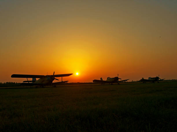 istock Small Airplanes on the field in the sunset 1150091192
