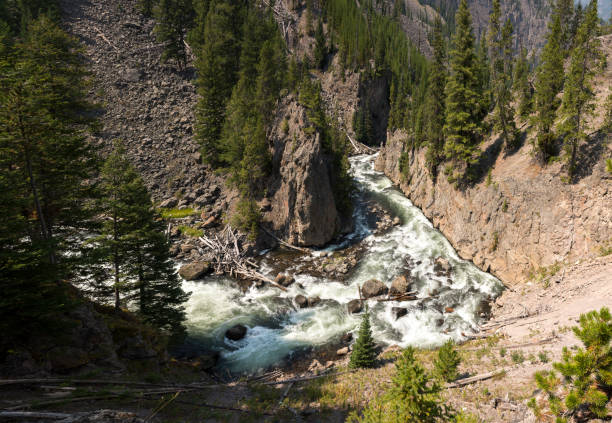 Firehole canyon drive  in Yellowstone National Park in Wyoming