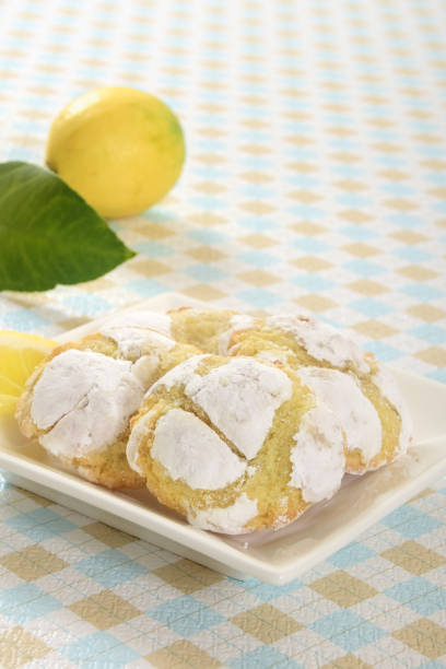 Lemon Crackle Cookies stock photo