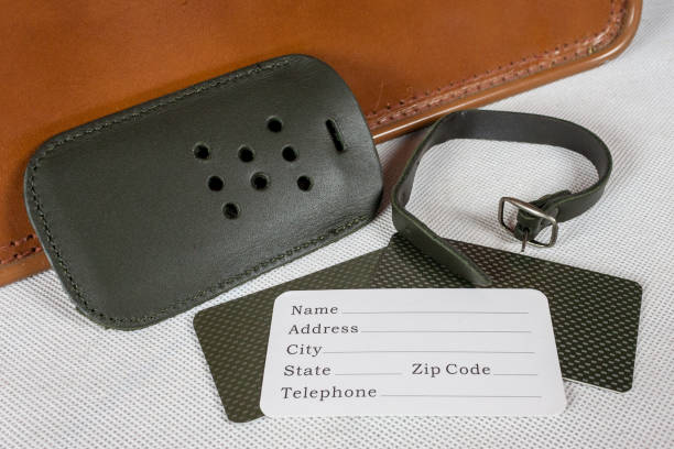 istock Close-Up view of a luggage tag for suitcase 1150093720