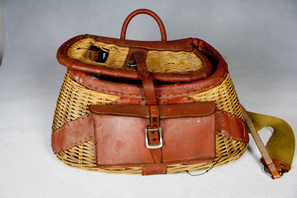 Old Leather and Wicker Basket Style Fishing Creel