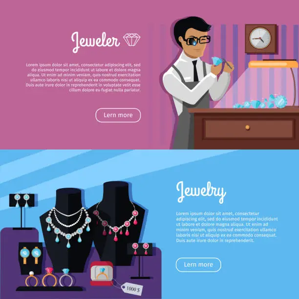 Vector illustration of Set of Jewelry Concept Vector Web Banners