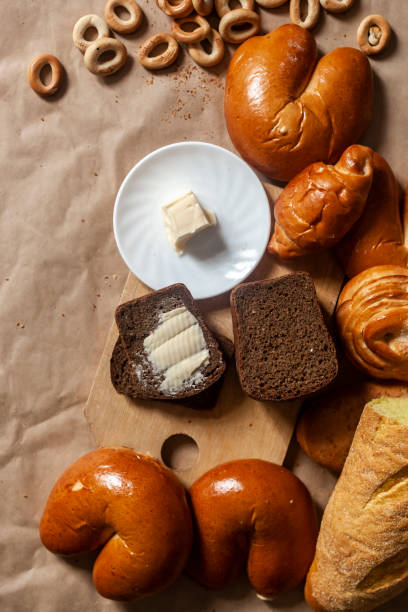 istock Food concept. Different type breads. Top view. Free space for text 1150102895