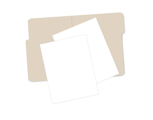 白い背景、ベクトルモックアップに分離されたタブファイルフォルダと紙のシートを開きます - file open paper document点のイラスト素材／クリップアート素材／マンガ素材／アイコン素材