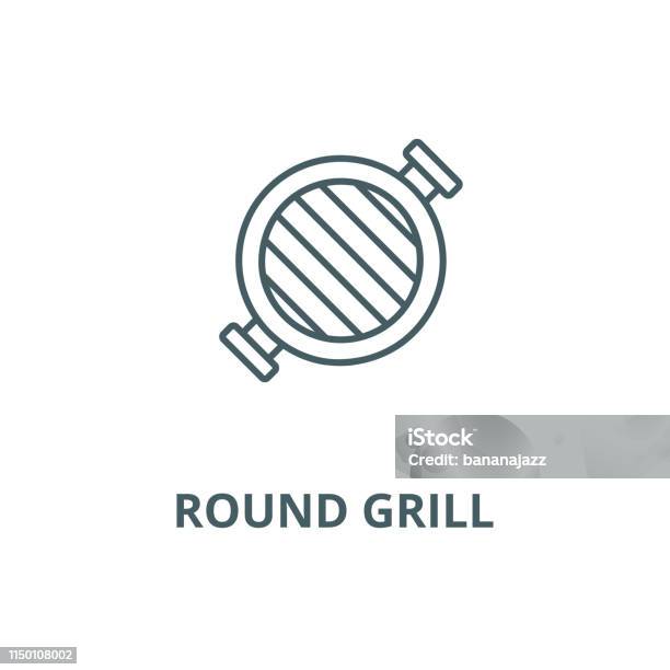 Round Grill Vector Line Icon Linear Concept Outline Sign Symbol Stock Illustration - Download Image Now