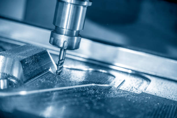 istock The  CNC milling machine cutting the mould part with the solid ball end mill tool. 1150110122