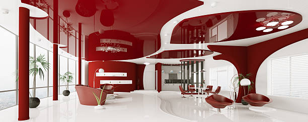 istock Modern interior of apartment panorama 3d render 115011813