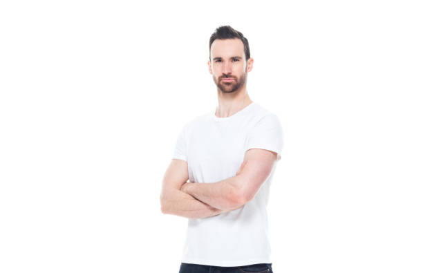 istock Handsome man in white shirt and jeans 1150119246