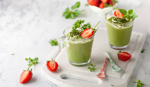 istock Matcha green tea panna cotta 1150120673