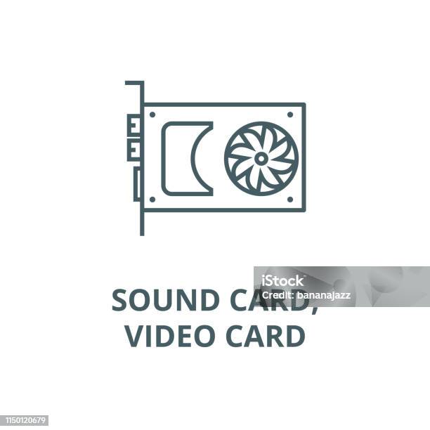 Sound Cardvideo Card Vector Line Icon Linear Concept Outline Sign Symbol Stock Illustration - Download Image Now