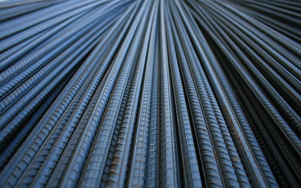 Closeup of construction rods in the background stock photo