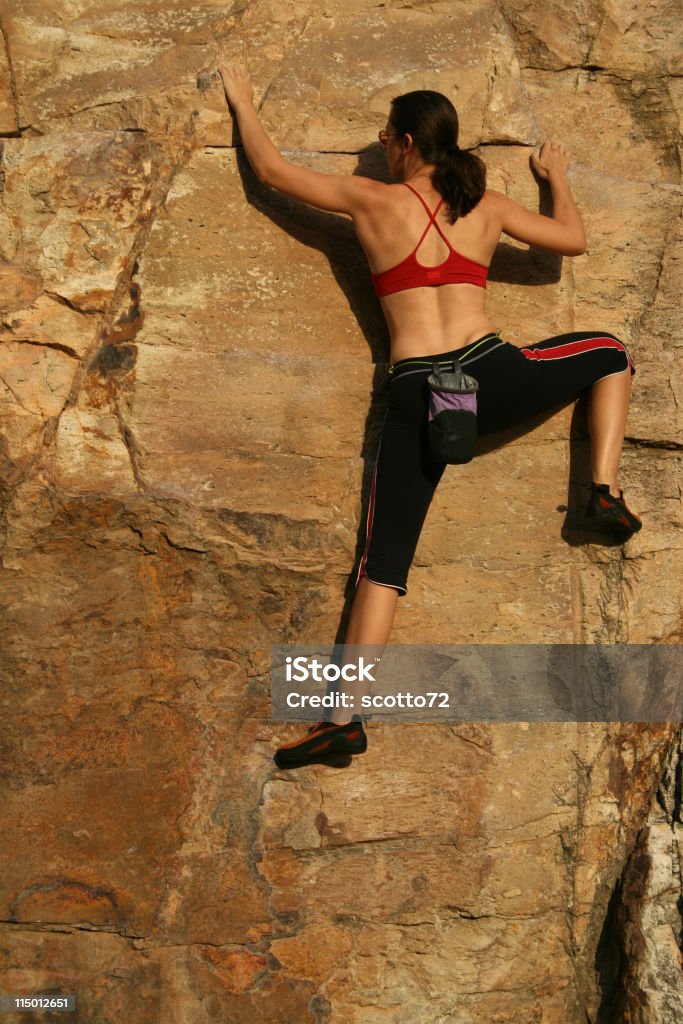 Woman Rockclimber  Achievement Stock Photo