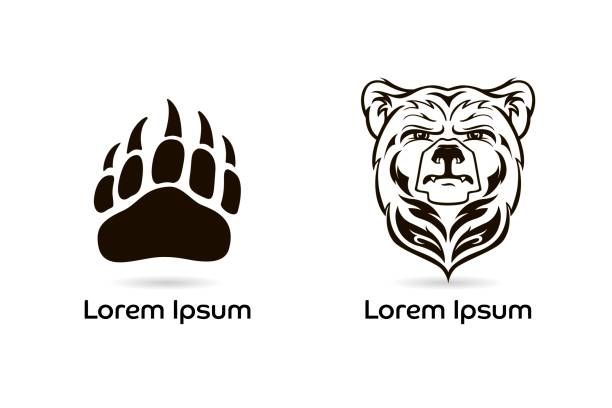 Bear Head Mascot Vector Bear Logo Hand Drawn Maori Tattoo Style For Emblem  Illustration Poster Icon Label Logotype Isolated On White Background Wild  Animal Silhouette Of Bear Paw With Claw Stock Illustration -