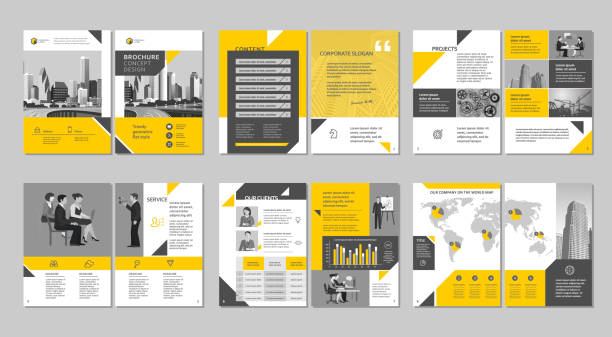 kreatywne opracowanie broszury. - title page stock illustrations