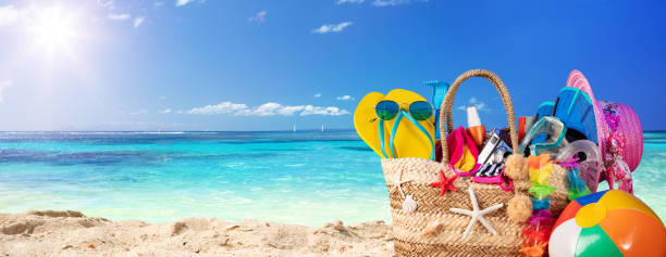 istock Summer Vacation - Accessories In Beach Bag 1150136477