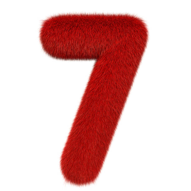 istock Colored, fluffy, hairy number 7. 3D rendering isolated on white background 1150136656