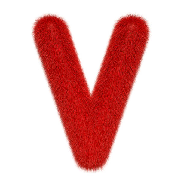 istock Colored, fluffy, hairy letter V. 3D rendering isolated on white background 1150136696
