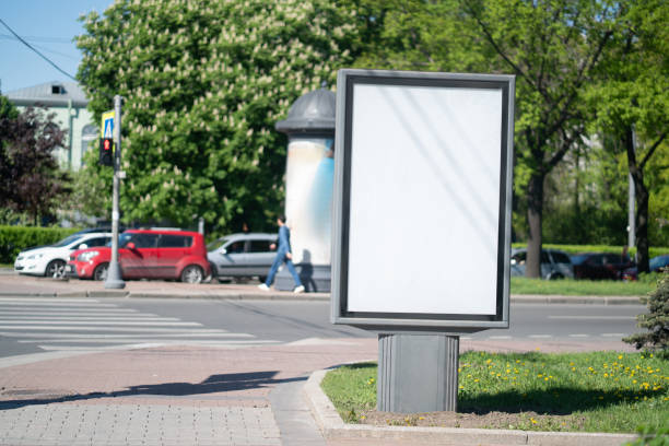 istock vertical billboard, city format. with white advertising space mockup 1150139751