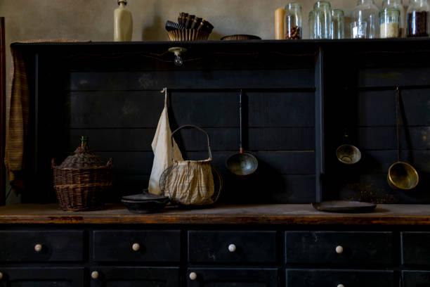 istock Still life with old vintage kitchen interier, dark key 1150146392