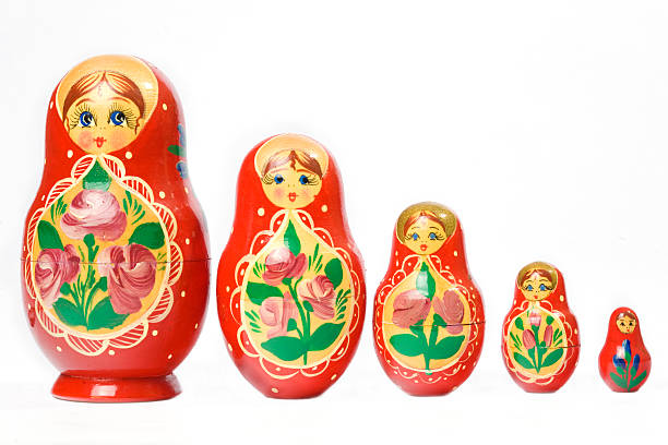 Russian Dolls Russian Dolls Lined Up matrioska stock pictures, royalty-free photos & images