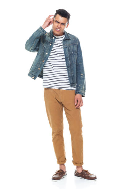 istock Good looking African American black man wearing a jean jacket - confusion 1150161426