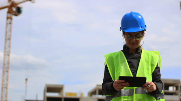 istock Business woman on the construction site 1150167126