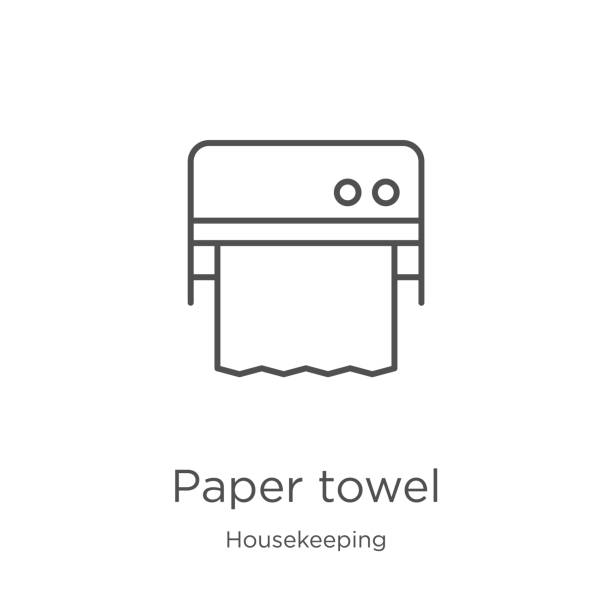 paper towel icon vector from housekeeping collection. Thin line paper towel outline icon vector illustration. Outline, thin line paper towel icon for website design and mobile, app development paper towel icon. Element of housekeeping collection for mobile concept and web apps icon. Outline, thin line paper towel icon for website design and mobile, app development paper towel stock illustrations
