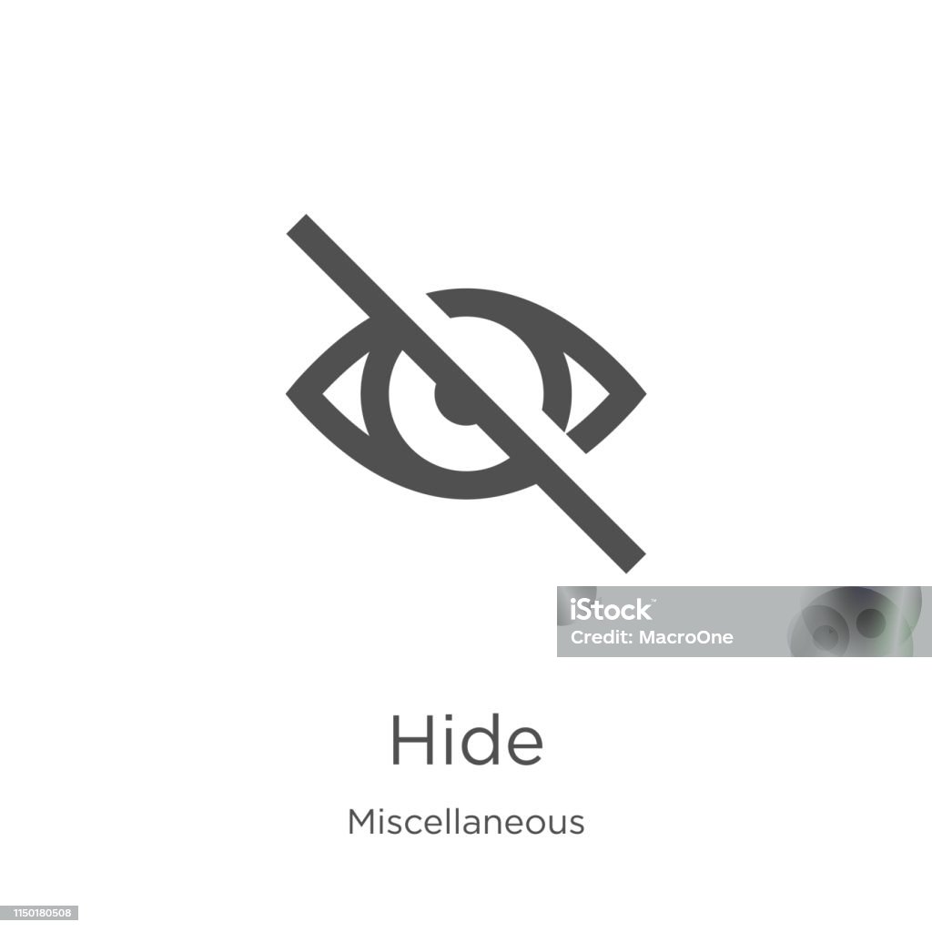 hide icon vector from miscellaneous collection. Thin line hide outline icon vector illustration. Outline, thin line hide icon for website design and mobile, app development hide icon. Element of miscellaneous collection for mobile concept and web apps icon. Outline, thin line hide icon for website design and mobile, app development Invisible stock vector