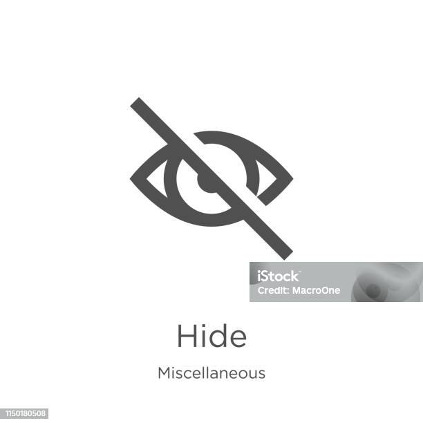 Hide Icon Vector From Miscellaneous Collection Thin Line Hide Outline Icon Vector Illustration Outline Thin Line Hide Icon For Website Design And Mobile App Development Stock Illustration - Download Image Now