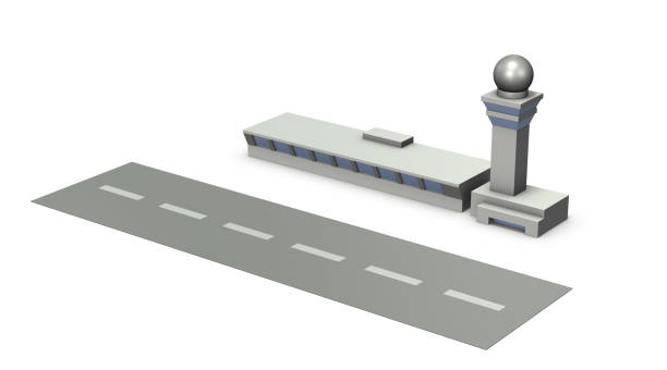 istock Miniature airport. It is a rendering illustration of a simple model. White background. 3D illustration. 1150181600