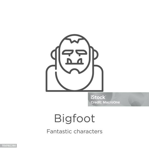 Bigfoot Icon Vector From Fantastic Characters Collection Thin Line Bigfoot Outline Icon Vector Illustration Outline Thin Line Bigfoot Icon For Website Design And Mobile App Development Stock Illustration - Download Image Now