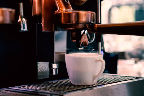 istock Hot coffee prepare by professional coffee machine 1150183500