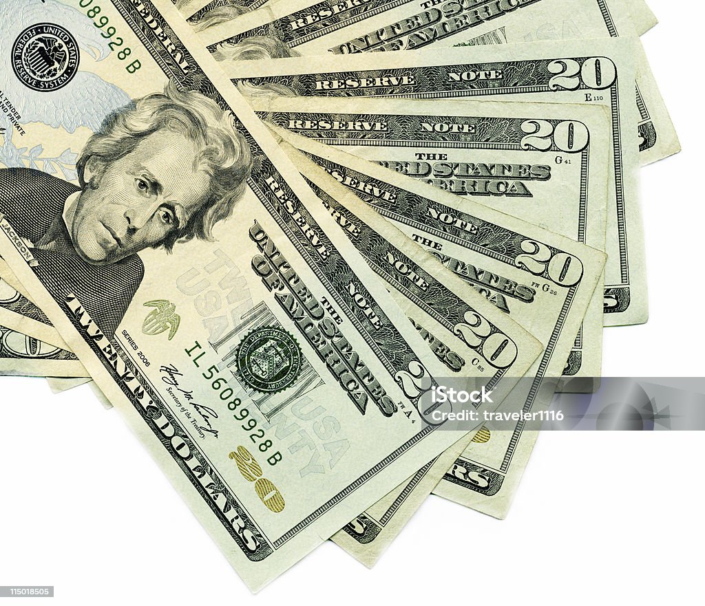 Contas de Vinte Dólares - Foto de stock de Nota de dólar americano royalty-free