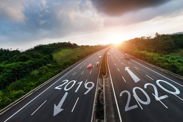 istock Number 2019, 2020 on multiple lane highway 1150189654