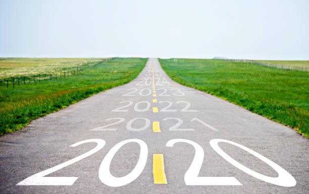 istock Number of 2020 to 2024 on empty asphalt road 1150189687