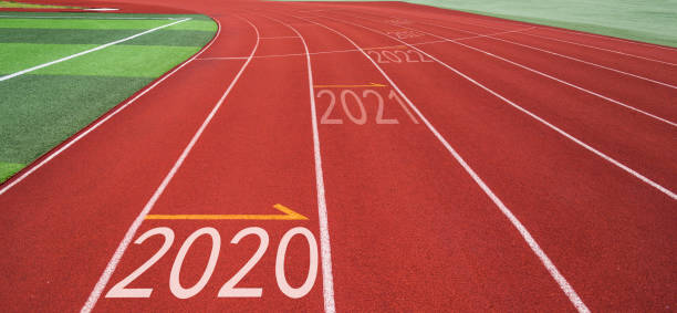 istock Running track with Number 2020, 2021, 2022 1150191330