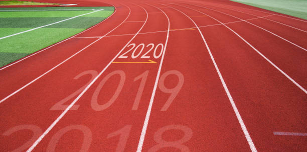 istock Running track with Number 2018, 2019, 2020 1150191353