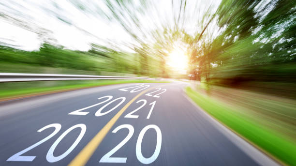 istock Blurred road with Number 2020, 2021, 2022 1150191447