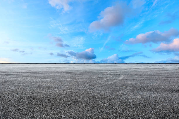 istock Empty race track and sky nature landscape at sunrise 1150192075