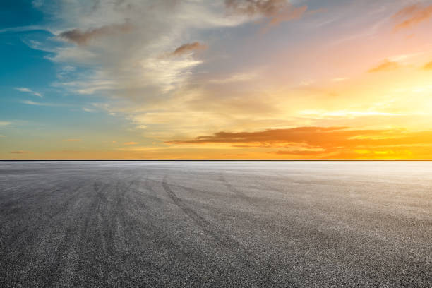 istock Empty race track and sky nature landscape at sunrise 1150192079