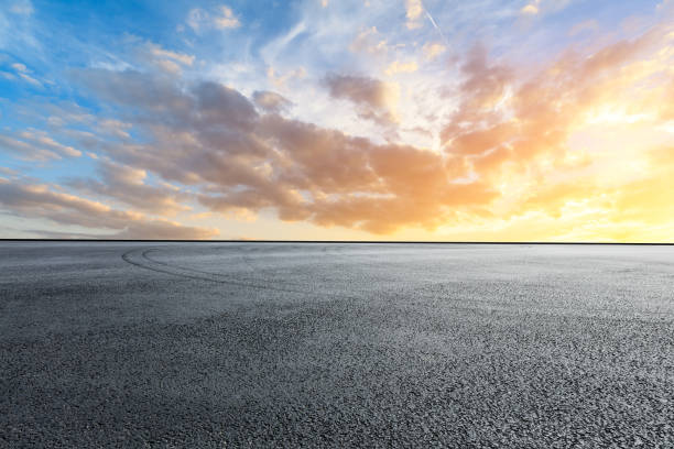 istock Empty race track and sky nature landscape at sunrise 1150192101