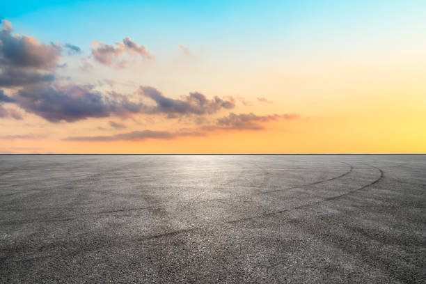 istock Empty race track and sky nature landscape at sunrise 1150192109