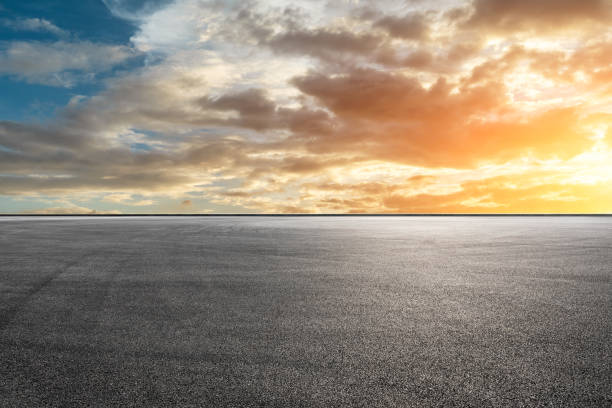 istock Empty race track and sky nature landscape at sunrise 1150192127