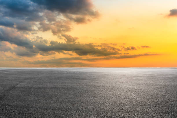 istock Empty race track and sky nature landscape at sunrise 1150192144