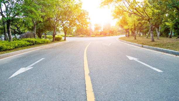 istock Asphalt highway with arrow sign 1150192964